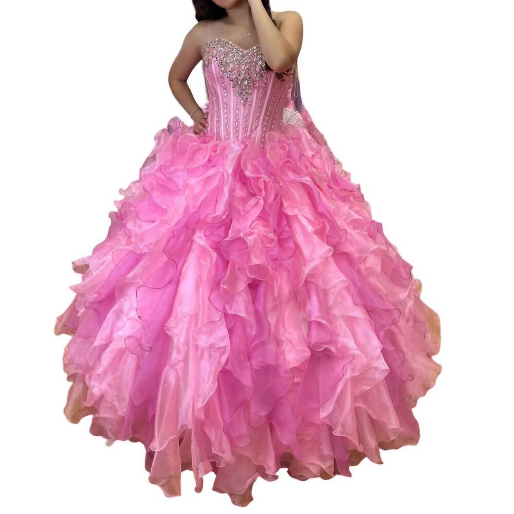NEW HOUSE OF WU strapless quinceañera dress in pink